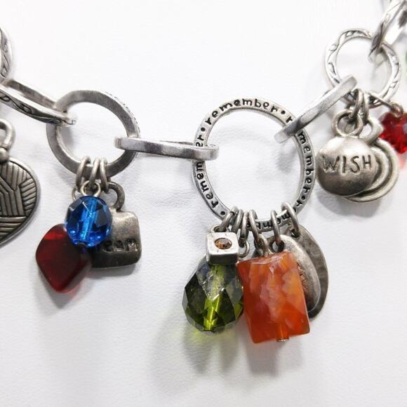 Chico's Inspirational Beads Charms Silver Necklace, Love Inspire Smile, 20 Inch - Picture 5 of 8